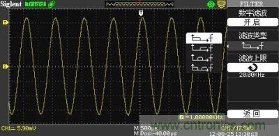 1KHz信號(hào) ，打開數(shù)字濾波，測(cè)量值為1KHz