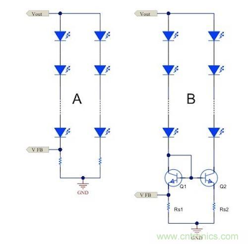 電流鏡 (B) 可針對(duì)簡(jiǎn)單電阻器電流調(diào)節(jié) (A) 提供各種優(yōu)勢(shì)。