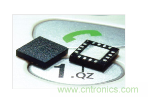  MEMS加速度計，封裝尺寸為4mm × 4mm × 1.45mm。