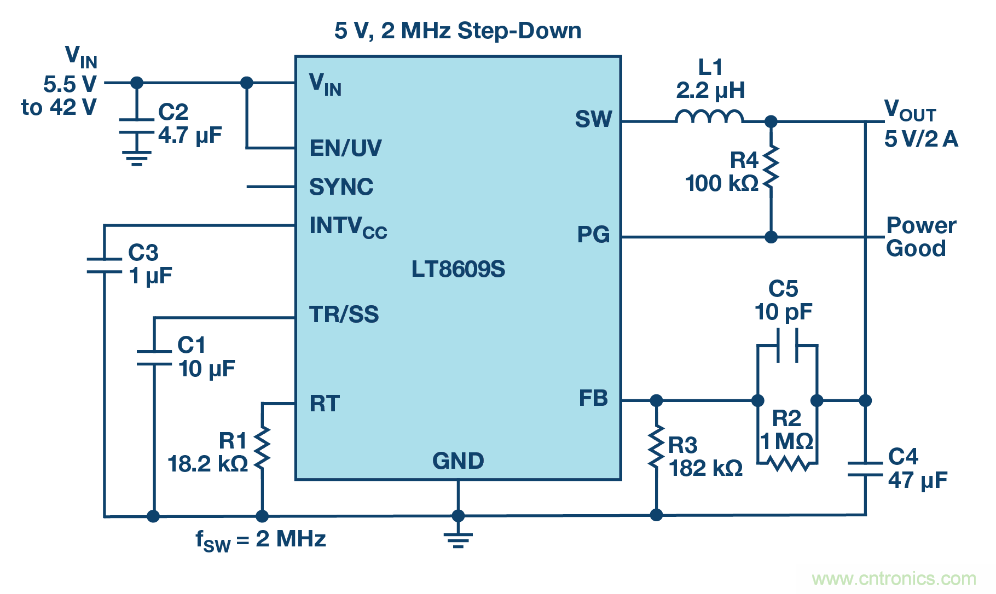 具 2.5 μA 靜態(tài)電流和超低 EMI 輻射的 42 V、2 A/3 A 峰值同步降壓型穩(wěn)壓器