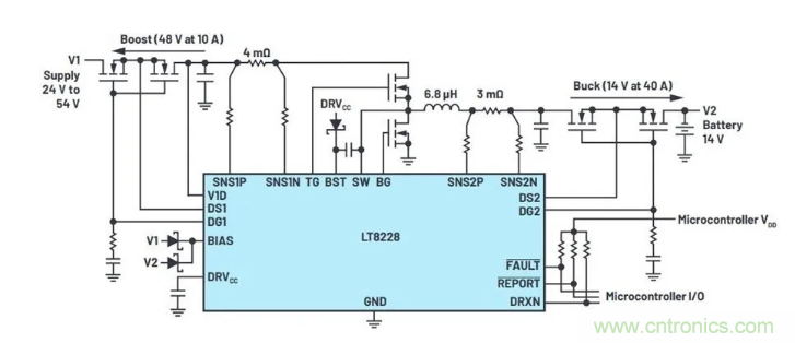 簡(jiǎn)化雙電池電源系統(tǒng)，48 V/12 V汽車應(yīng)用指日可待
