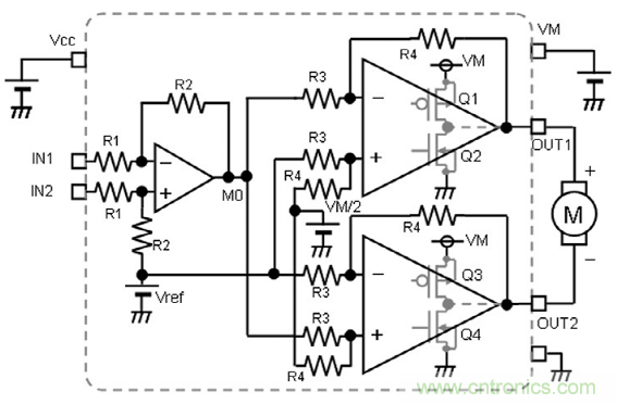 BTL功放電路的有刷直流電機(jī)驅(qū)動(dòng):線(xiàn)性電壓驅(qū)動(dòng) BTL功放電路的有刷直流電機(jī)驅(qū)動(dòng):線(xiàn)性電壓驅(qū)動(dòng)